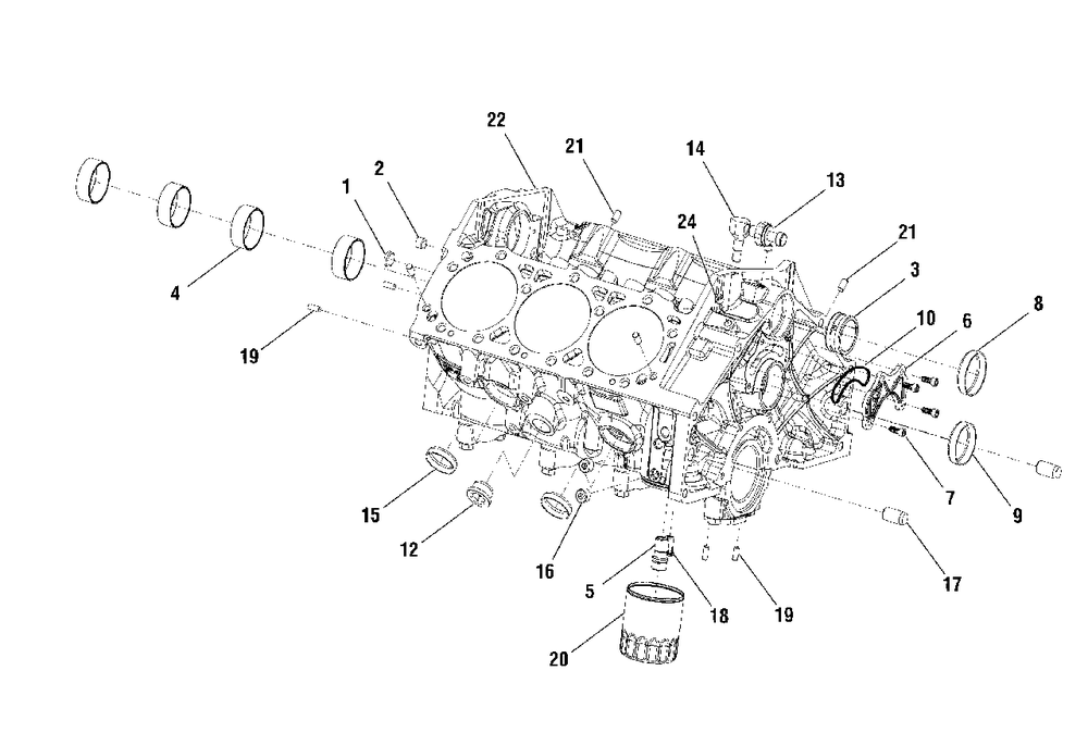 Engine Service Parts - Cylinder Block Diagram and Parts List for 076138-00  Briggs and Stratton Generator